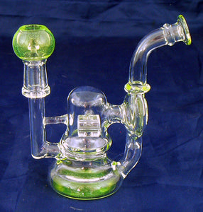 4" HIGH QUALITY CLEAR GLASS ON GLASS OIL WATERPIPE WITH COLORED ACCENTS. 10mm GLASS NAIL AND DOME. ON SALE.  KL-08