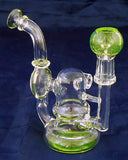 4" HIGH QUALITY CLEAR GLASS ON GLASS OIL WATERPIPE WITH COLORED ACCENTS. 10mm GLASS NAIL AND DOME. ON SALE.  KL-08