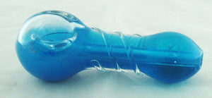 QUANTITY 10 of BLUE 4" LIQUID FILLED GLASS HAND PIPE WITH CARB HOLE.  LF-1BLX