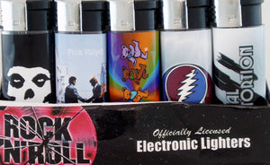 MIX OF 5 REFILLABLE ROCK N ROLL BUTANE LIGHTER. LTR-RK-1