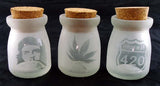 3" FROSTED GLASS NUG JAR WITH ETCHED DESIGN. NUG-3A